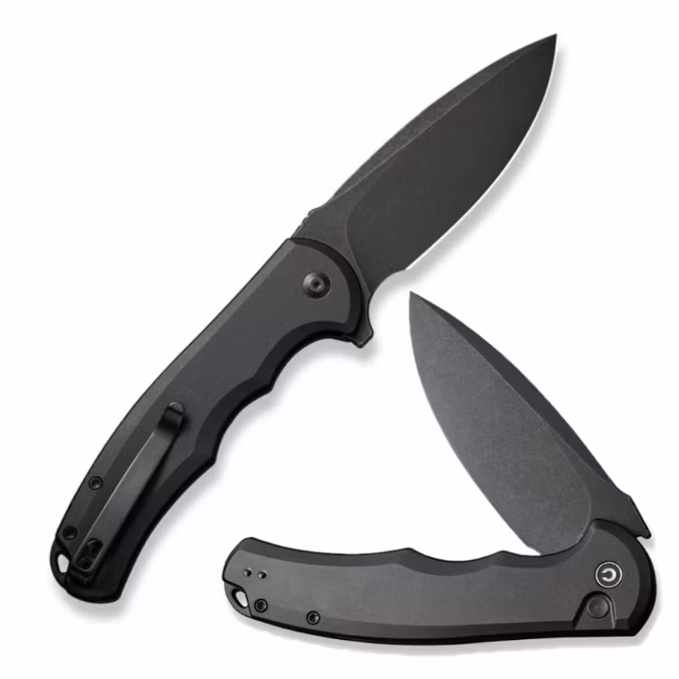 CIVIVI Button Lock Praxis Black fällkniv med svart aluminiumhandtag och svart drop point-blad