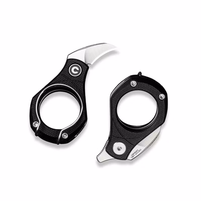 CIVIVI Pyrus liten fällkniv med svart G10-handtag och satinslipat böjt blad