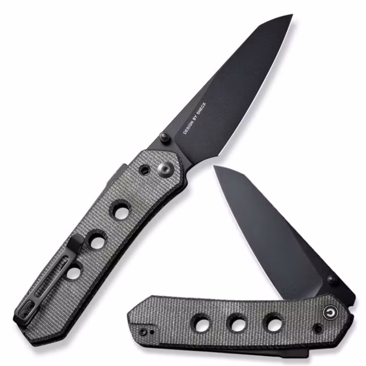 CIVIVI Vision FG fällkniv med handtag i mörkgrön canvas-Micarta och svart blad