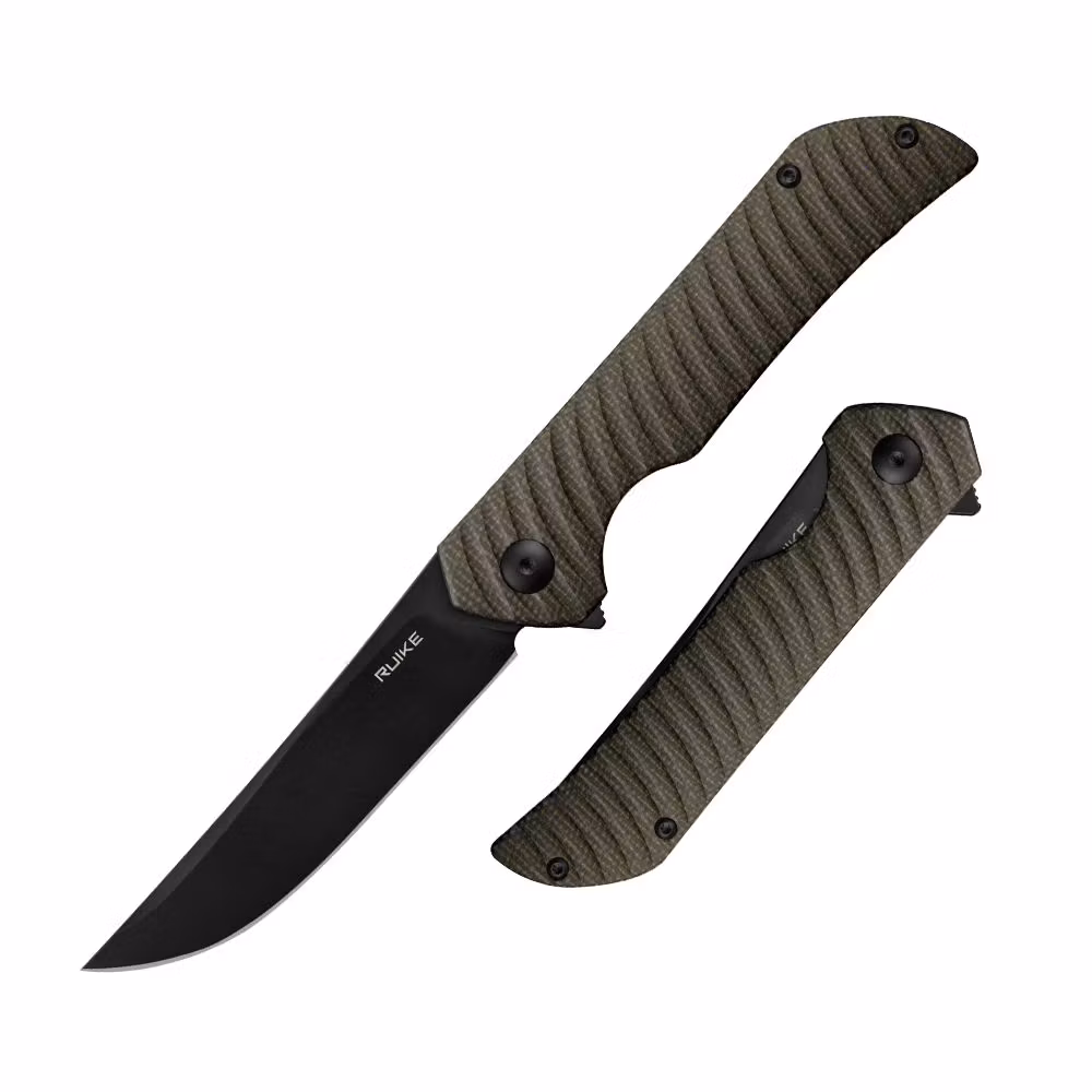 Ruike P122-MB lätt fällkniv med Micarta-handtag och drop point-blad i 14C28N