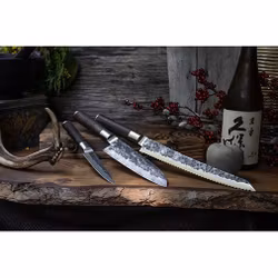 Satake Kuro Set: Brödkniv + Petty 11 cm + Santoku 18 cm