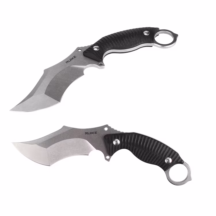 Ruike F181-B kniv med fast, inåtböjt blad i 14C28N, fingerring och G10-handtag