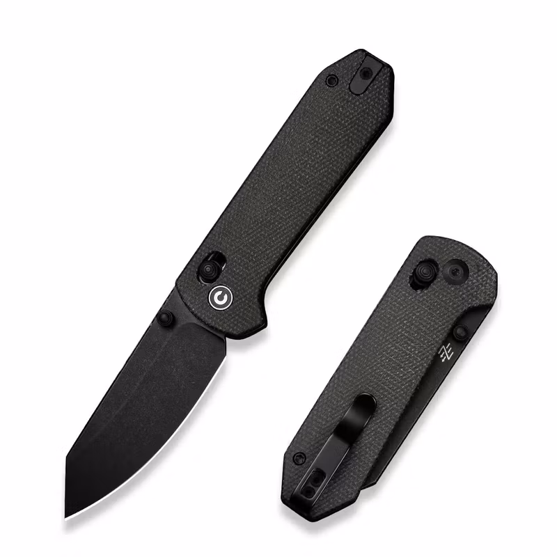 CIVIVI Yonder fällkniv med handtag i mörkgrön canvas-Micarta och svart blad