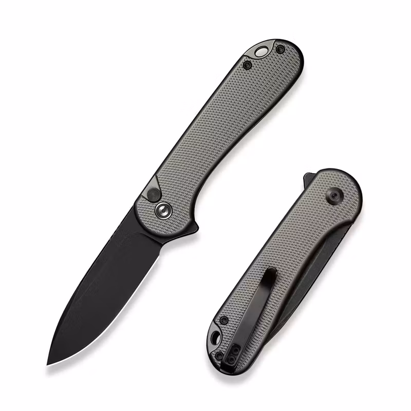 CIVIVI Elementum II Aluminium Gray fällkniv med rutmönstrat grått aluminiumhandtag och svart blad