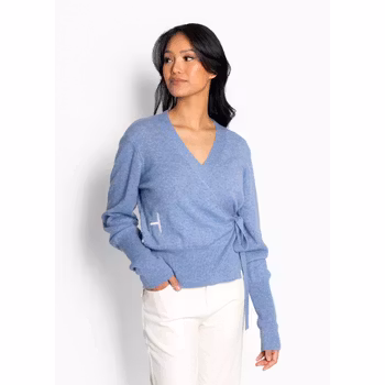 LEAH Wrap Cardigan Faded Denim