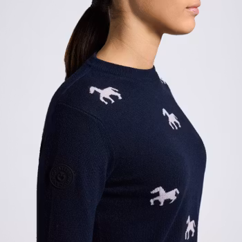 Cavalleria Toscana Navy Tröja med Rosa Hästar