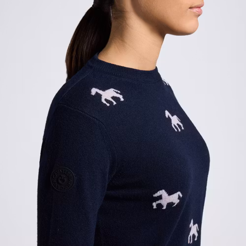 Cavalleria Toscana Navy Tröja med Rosa Hästar