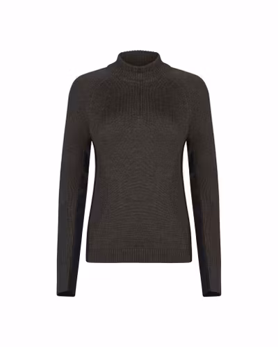 Trolle Teknisk Merinoulltröja med Halv Dragkedja Dam - Terra/Svart