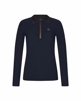 Trolle Piké Långärmad Dragkedja Dampolo - Marinblå/Terra