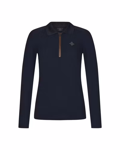 Trolle Piké Långärmad Dragkedja Dampolo - Marinblå/Terra