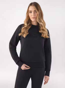 Equiline Hoodie Svart Med Logga Ton i Ton