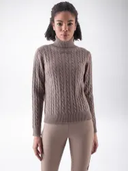 Equiline Greige Stickad Polotröja