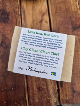 Klockargårdens Eko Naturtvål - LeraRen, RenLera (kanon till ansiktet) med doft
