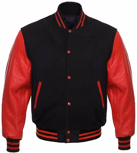 Deal! Baseballjacka Skinn, Röd/svart, 2XL.