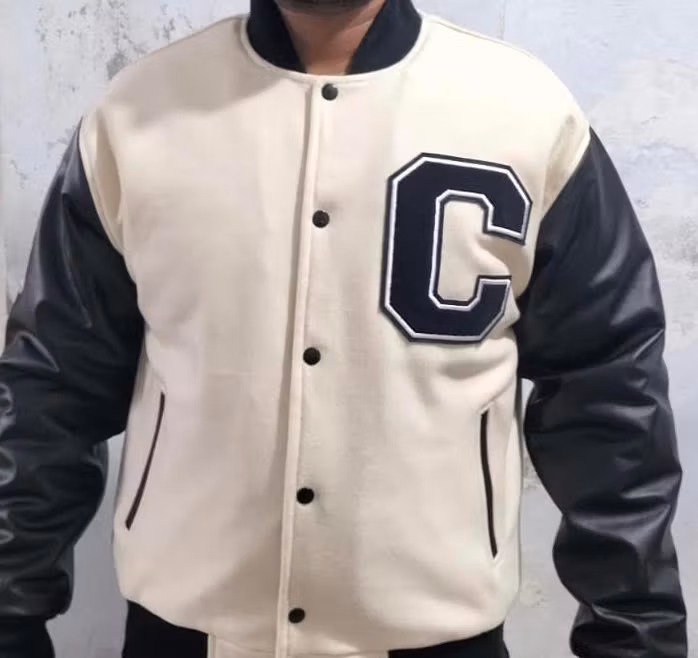 Captain Solid Baseballjacka Skinn, Off-white, M-XL.