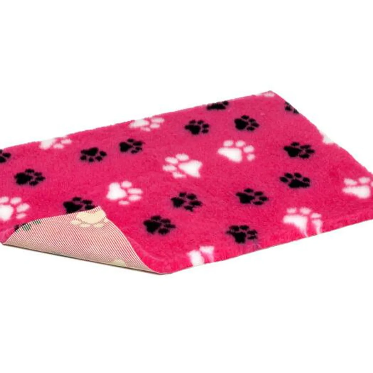 Vetbed 100x75cm Duo-Paw Cerise with Black & White Paws, Petlife Original