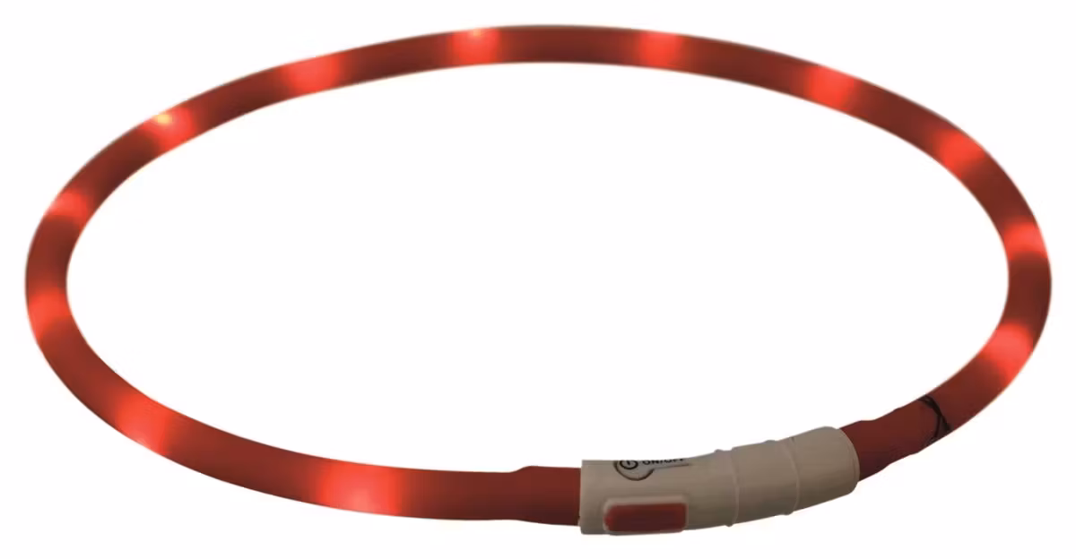 Lysende Halsbånd Silikon M/USB Lader XS-XL 70cm/10mm