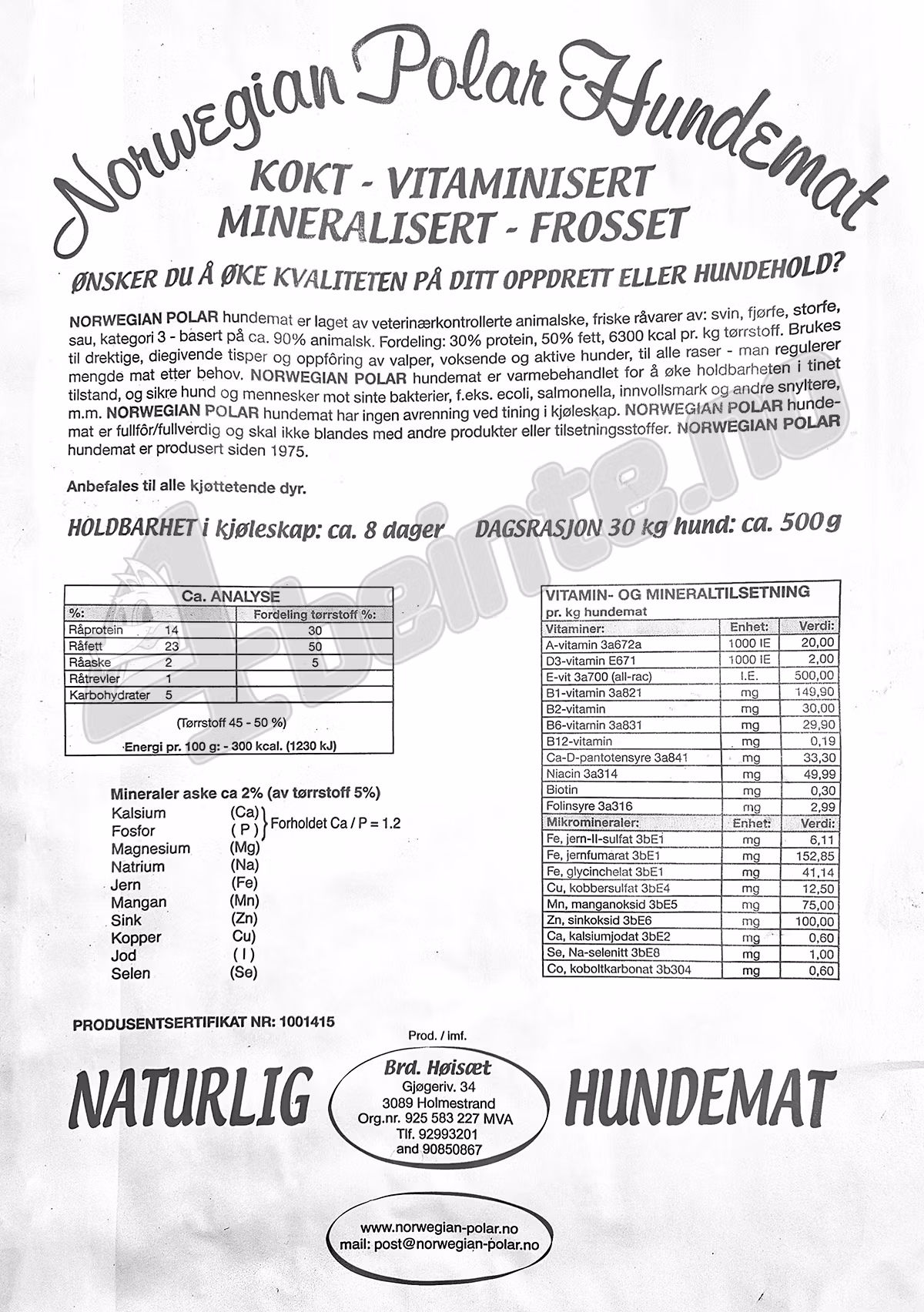Norwegian Polar 20 kg Fryst