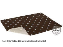 VetBed 75x100cm Nonslip Brun M/Blå Polkadots, Petlife Original