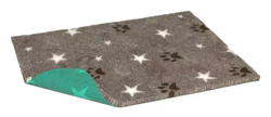VetBed 75x100cm Brun Stars and Paws (Grønn bakside), Petlife Original