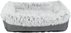 Hundeseng Harvey Bed Grå/Hvit-Sort Langhåret Plysj 80x65cm