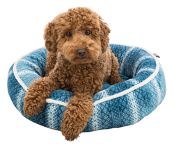Hundeseng  Lumi Vintermotiv i Plysj Petrol/Hvit Ø50cm