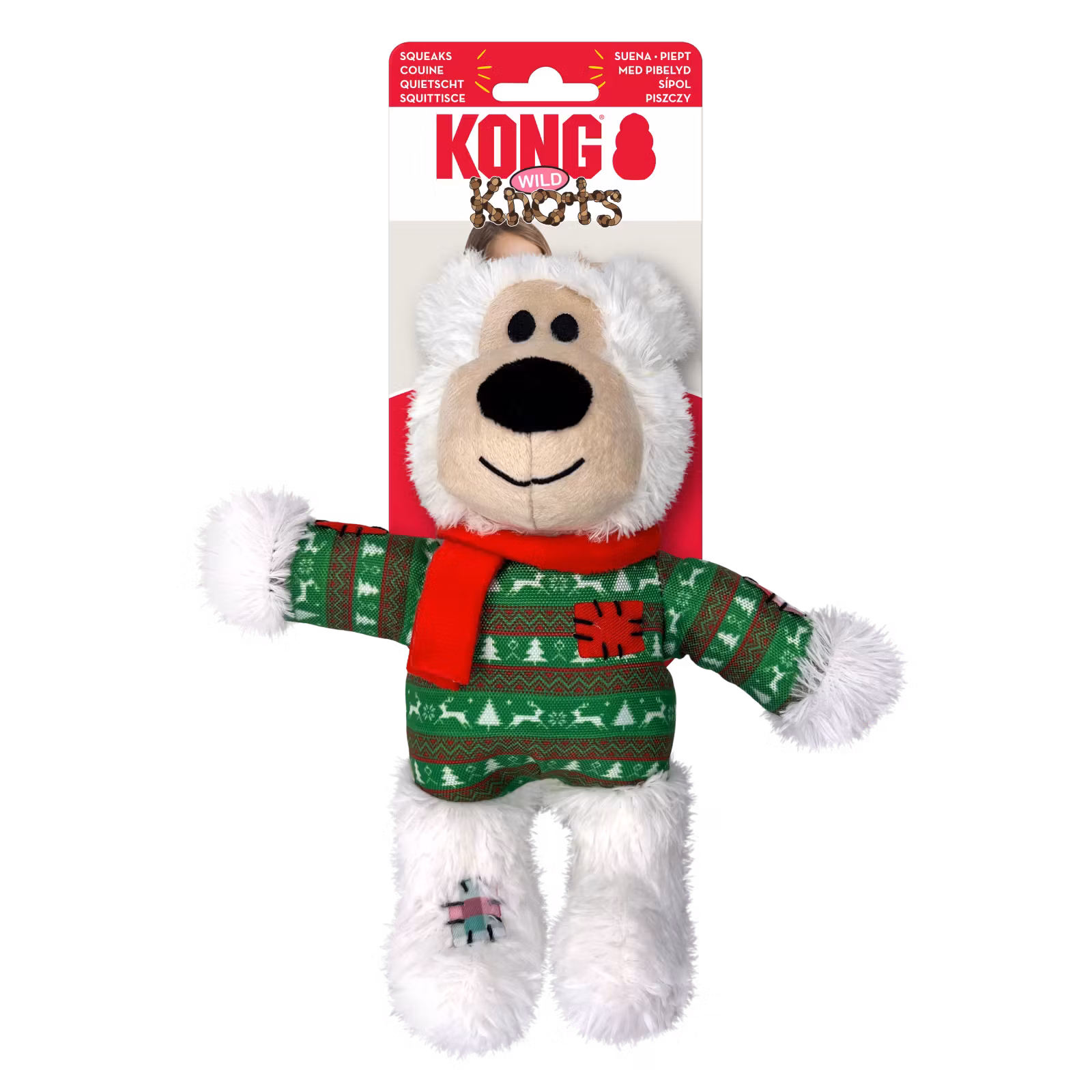 KONG Holiday Wild Knots Bear Ass. farger M/L