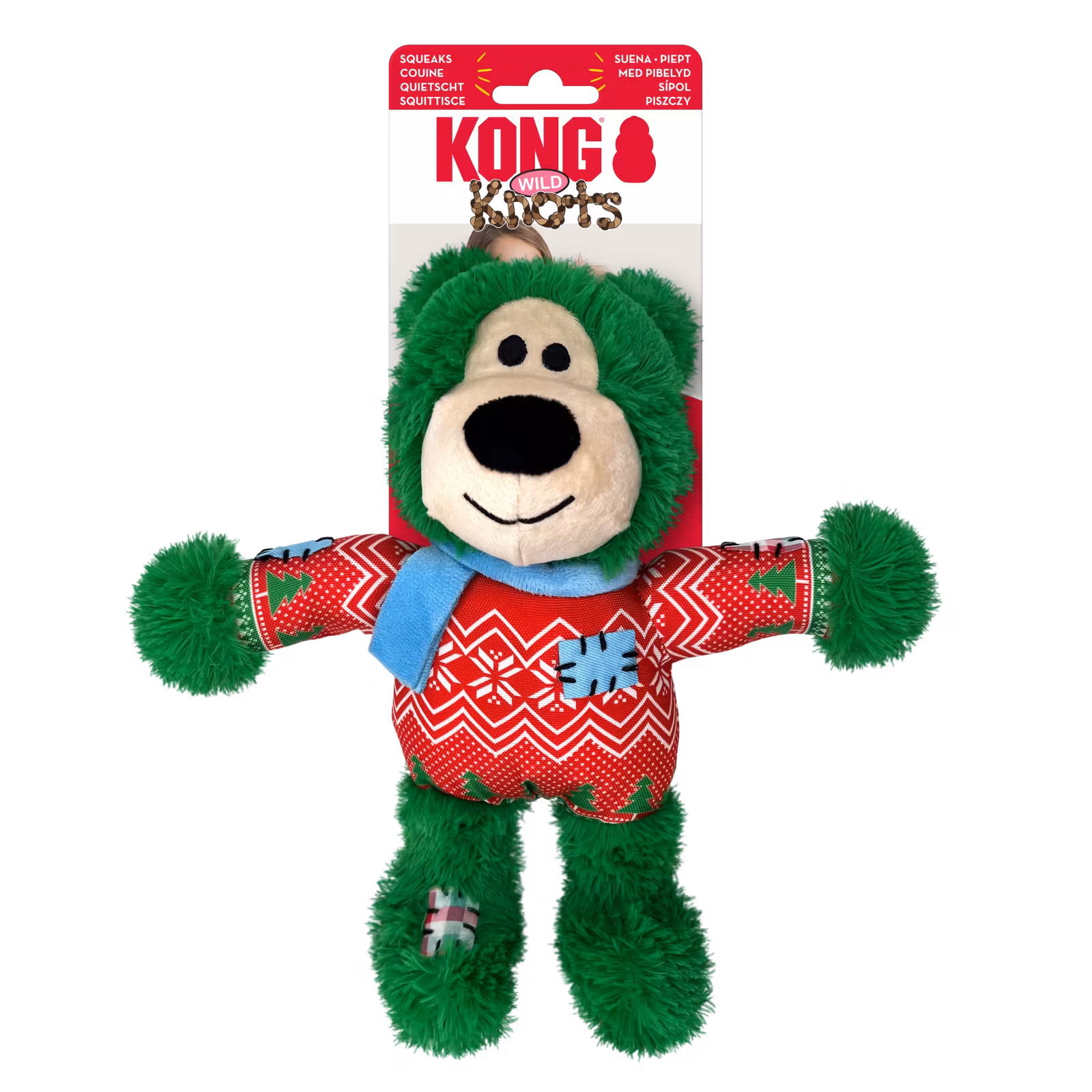 KONG Holiday Wild Knots Bear Ass. farger M/L