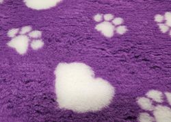 Vetbed 75x100cm Purple with White Hearts, Bones & Paws, Petlife Original