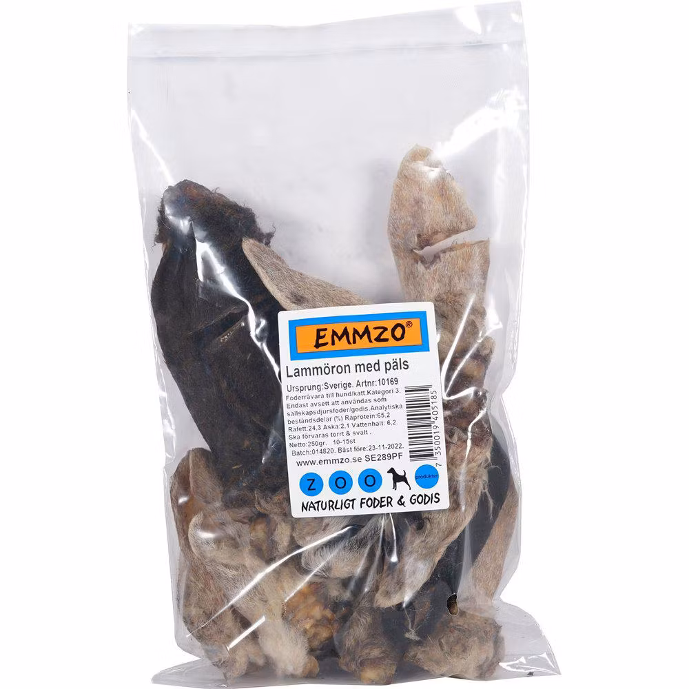 Lammeører med pels 250 g