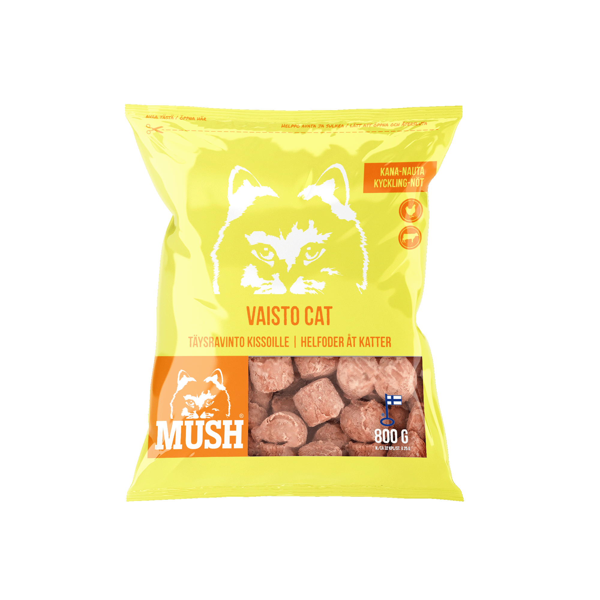 MUSH Vaisto® Cat Gul (Kylling-Okse)