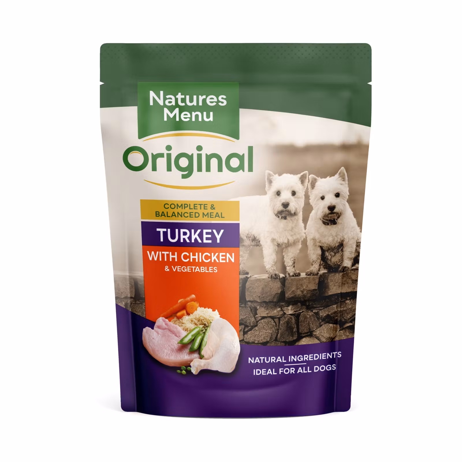 Natures menu Pouches Hund Adult Kylling og Kalkun 300g Oransje
