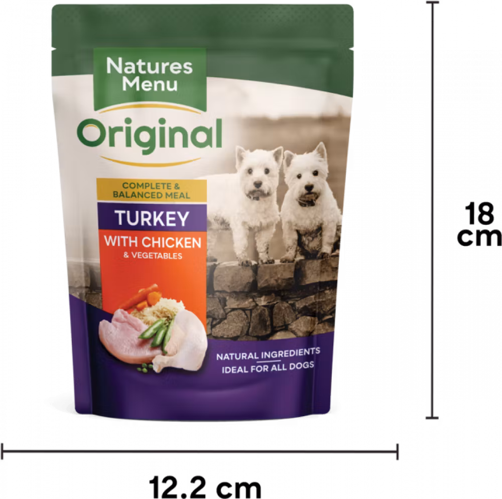Natures menu Pouches Hund Adult Kylling og Kalkun 300g Oransje