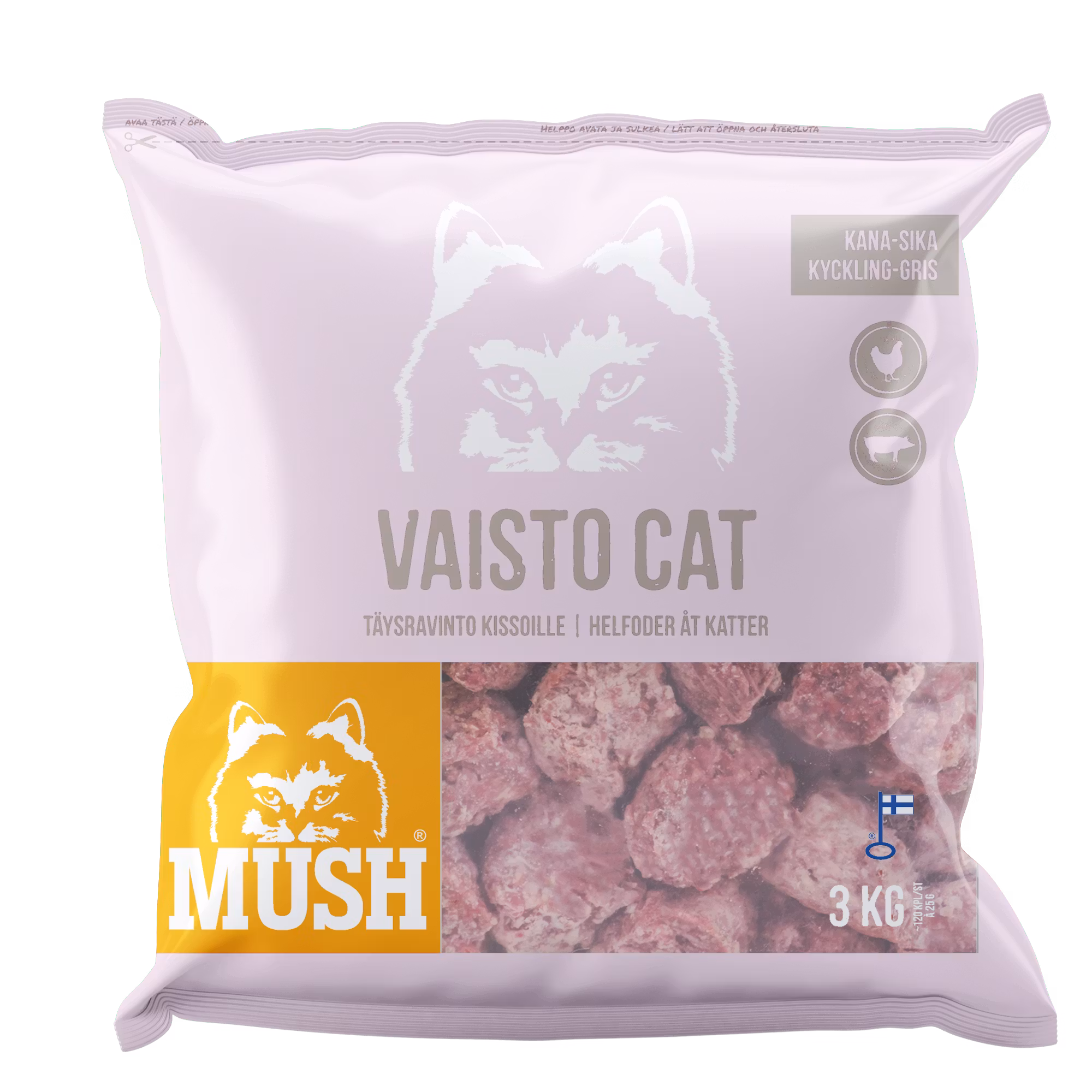 MUSH Vaisto® Cat Rosa - kylling-gris
