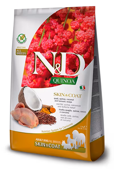 Farmina N&D Dog Quinoa Skin & Coat, Quail & Coconut Adult Med/MAX 2,5 Kg