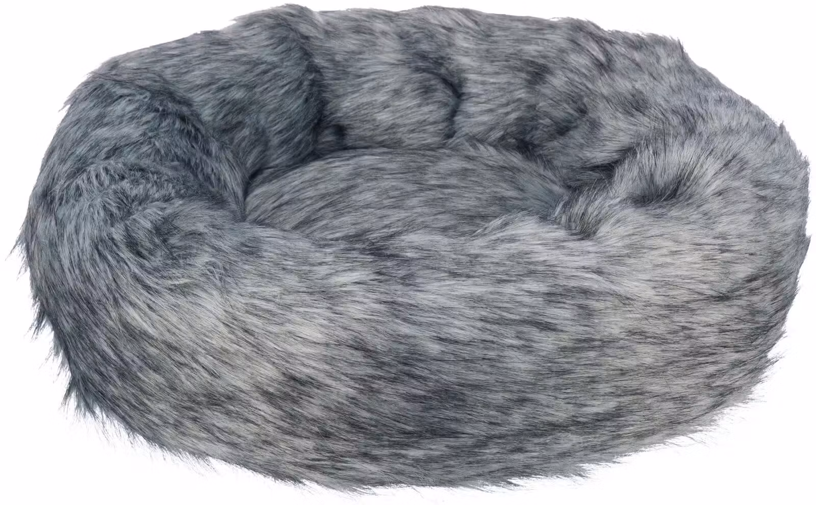 Hunde/Katteseng Yelina Sort/Grå Ø55cm Langhåret Plysj
