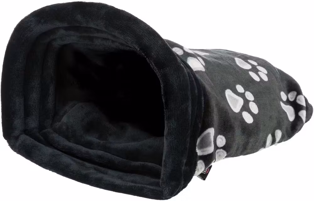 Katte/Hundehule Jimmy Softplysj Sort M/Poter 34x20x45cm Seng
