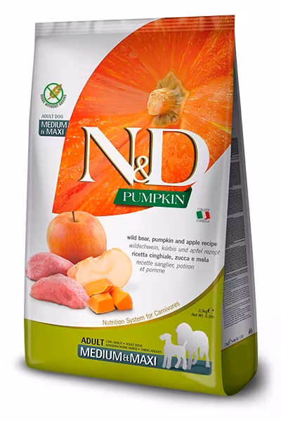 Farmina Medium og Store Voksne Hunder Villsvin, Gresskar og Eple - N&D Dog Pumpkin Wild Boar & Apple Adult Medium & Maxi 12 Kg