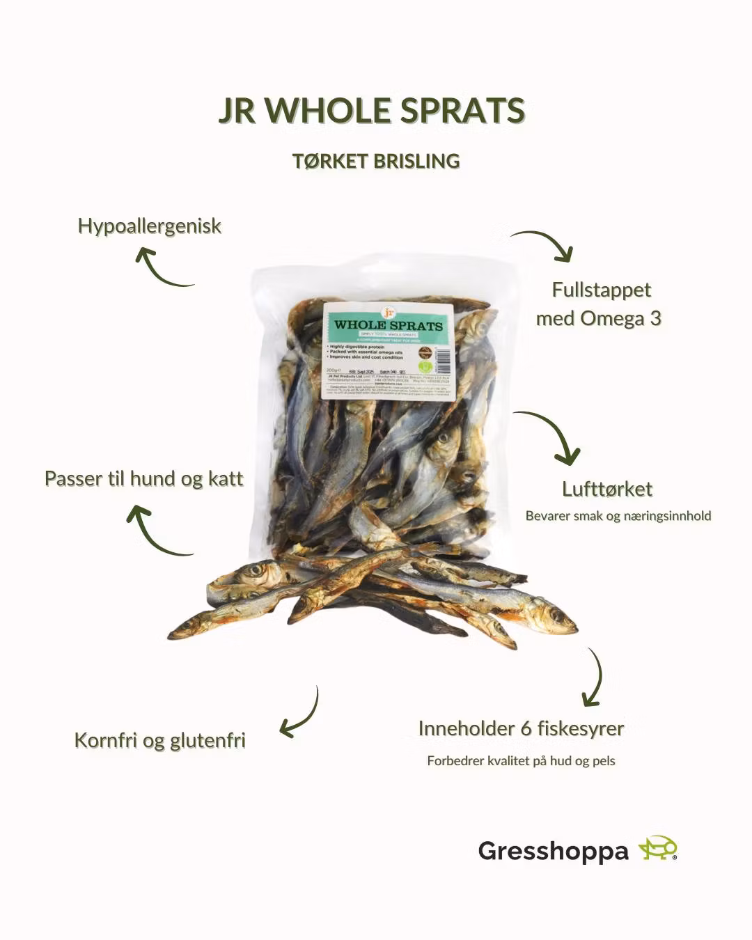 JR Dried Sprats - tørket brisling 85g