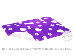 Vetbed 50x75cm Light Purple with White Hearts, Bones & Paws, Petlife Original