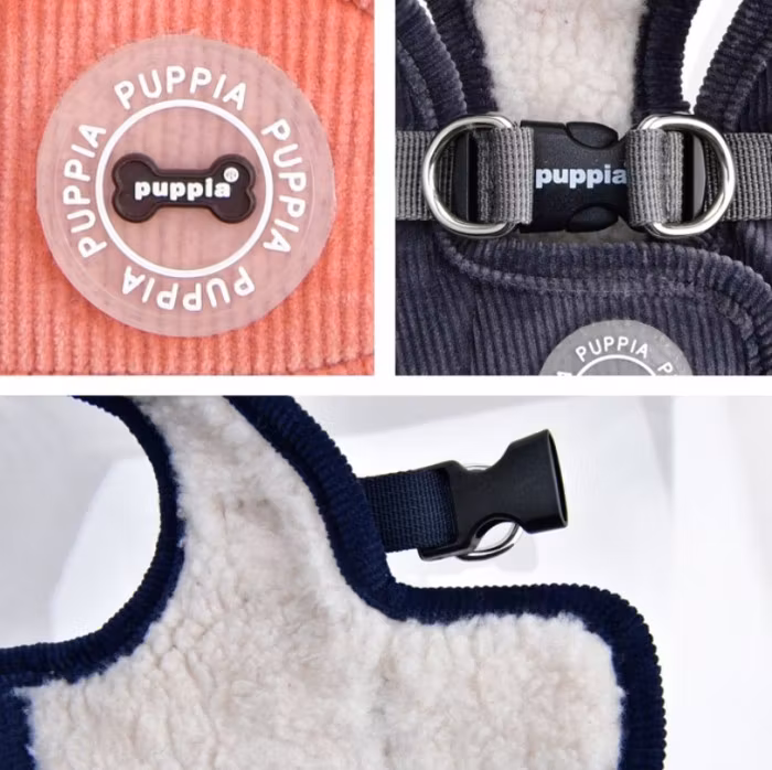 Puppia Classy Harness B Fersken/Grå/Blå // Peach/Grey/Navy