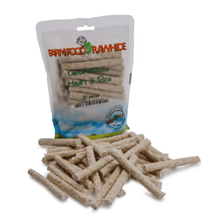 Farm Food Rawhide Munchie Heart & Rice 35stk pose - Hjerte og Ris