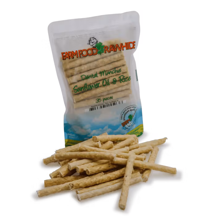 Farm Food Rawhide Munchie Sunflower Oil & Rice 35stk pose - Solsikkeolje og Ris