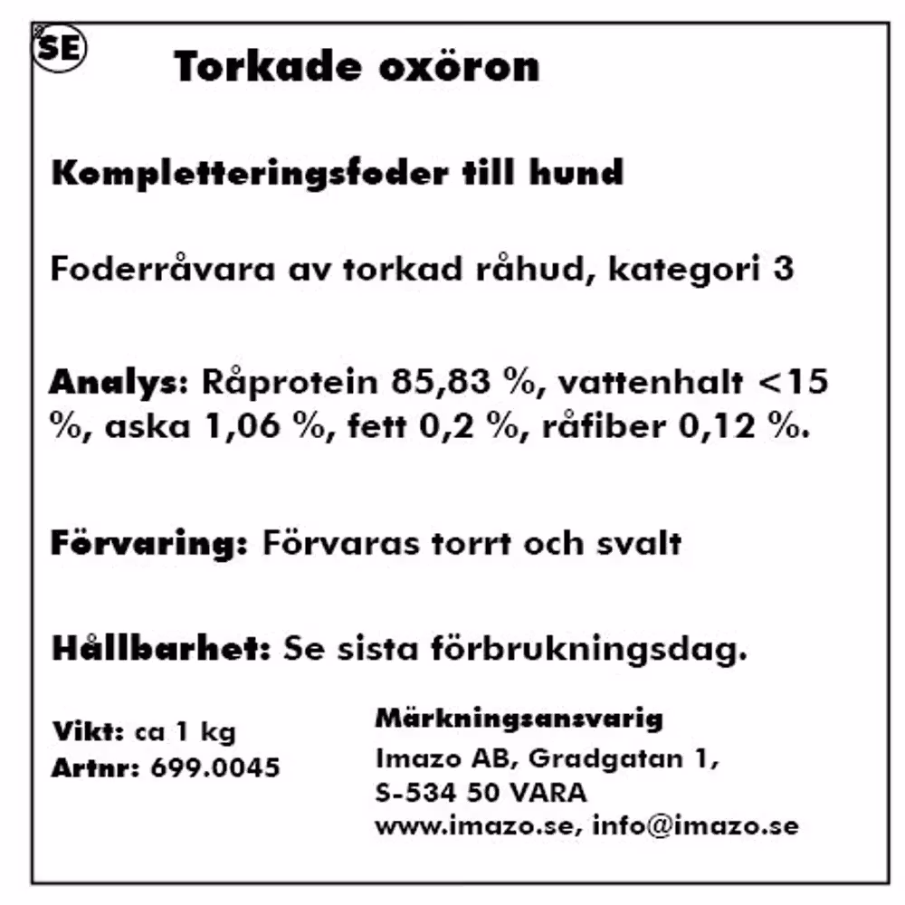 Storfeøre uten pels 1 kg