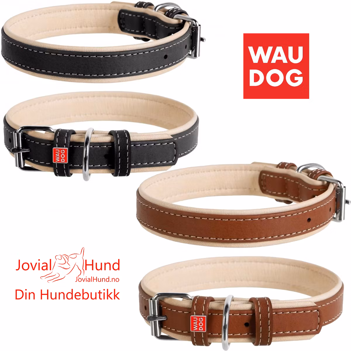 Collar Dobbelts. Lærhalsbånd "Waudog Soft"