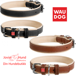Collar Dobbelts. Lærhalsbånd "Waudog Soft"