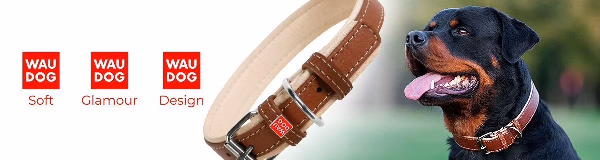 Collar Dobbelts. Lærhalsbånd "Waudog Soft"