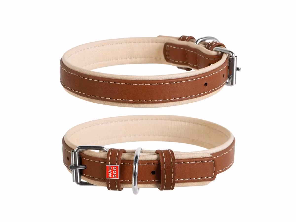 Collar Dobbelts. Lærhalsbånd "Waudog Soft"