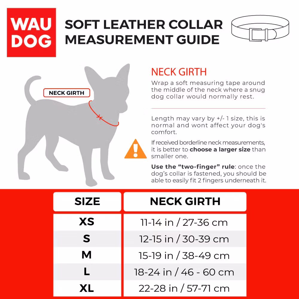 Collar Dobbelts. Lærhalsbånd "Waudog Soft"