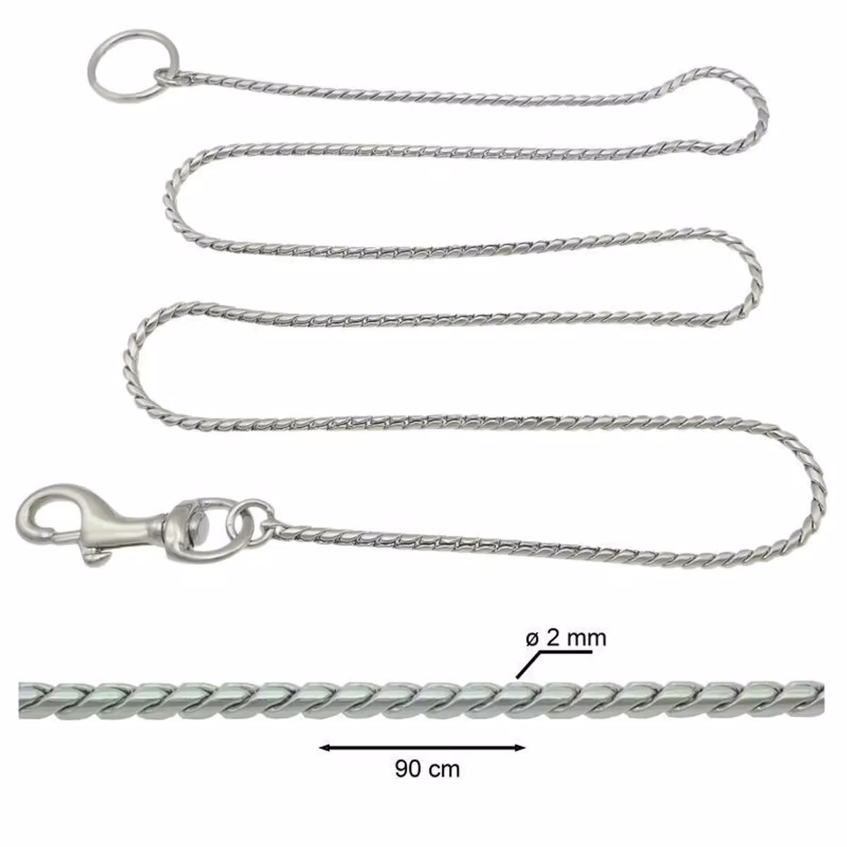 Sorma - Snake Leash Without Handle Ø2mm x 90cm chrome plated